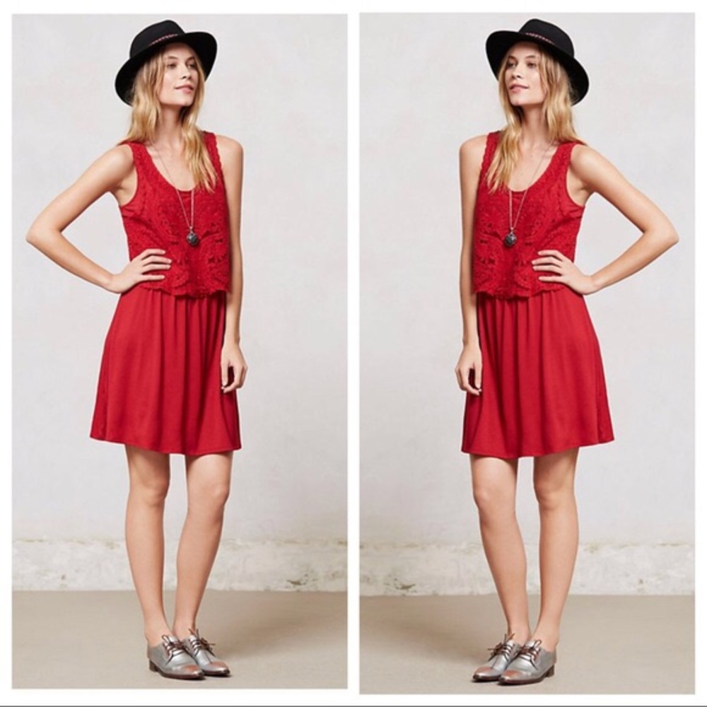 NWT Anthropologie Lilka Geranium Crochet Dress